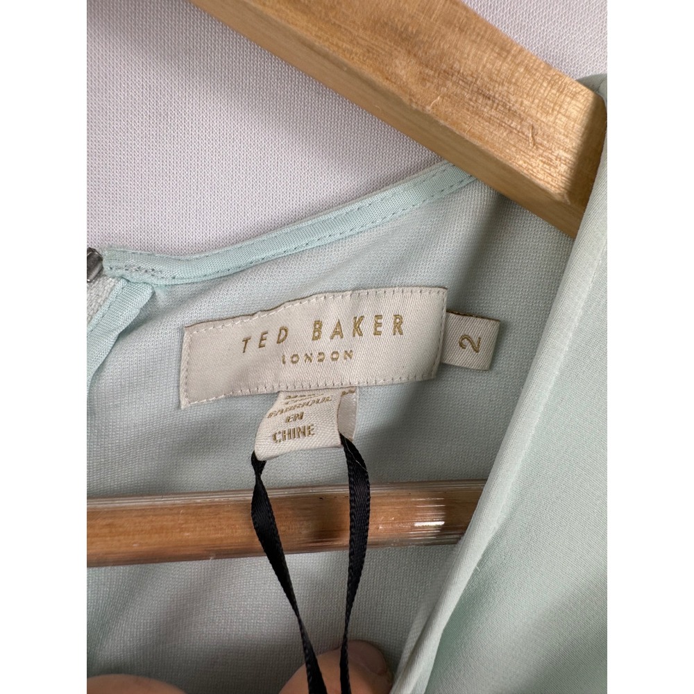 Ted Baker Asymmetric Locie Drape Tunic dress sz 6 Mint Romantic cape cocktail - Picture 2 of 9